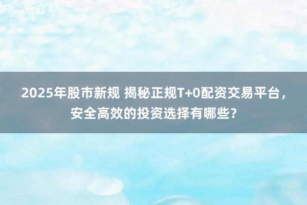 2025年股市新规 揭秘正规T+0配资交易平台，安全高效的投资选择有哪些？