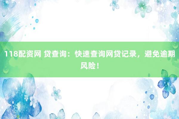 118配资网 贷查询：快速查询网贷记录，避免逾期风险！
